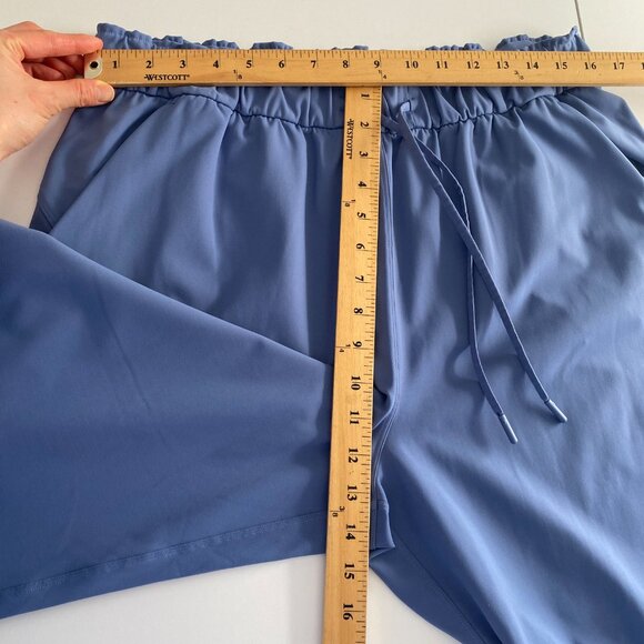 Lululemon Keep Moving Cropped Pants Womens 14 Blue Stretch Hi Rise Pull On Train - Picture 7 of 9